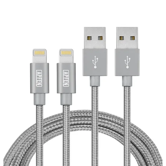 Cable de carga súper rápido de datos USB del cable del cargador del relámpago trenzado de nylon dorado